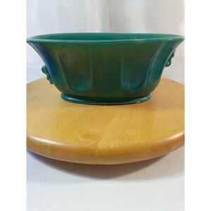 Hall Green Glazed Planter with Ribbed Handles Made in the USA